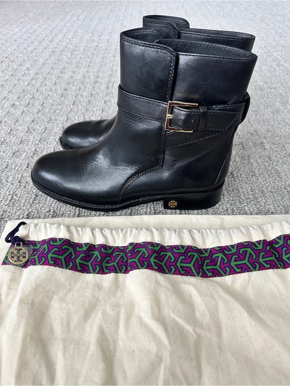 Tory Burch Brooke Ankle Bootie, Black Calf Leather, Size 7M, Style 52660